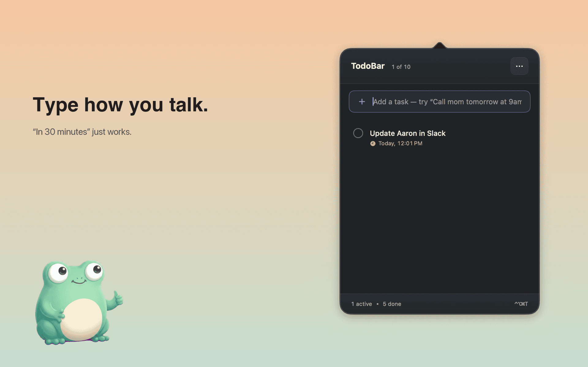 Popover mostrando una tarea con su fecha extraída automáticamente